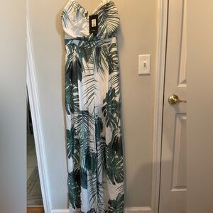 Fashion Nova Green Leaf Print Jumpsuit
